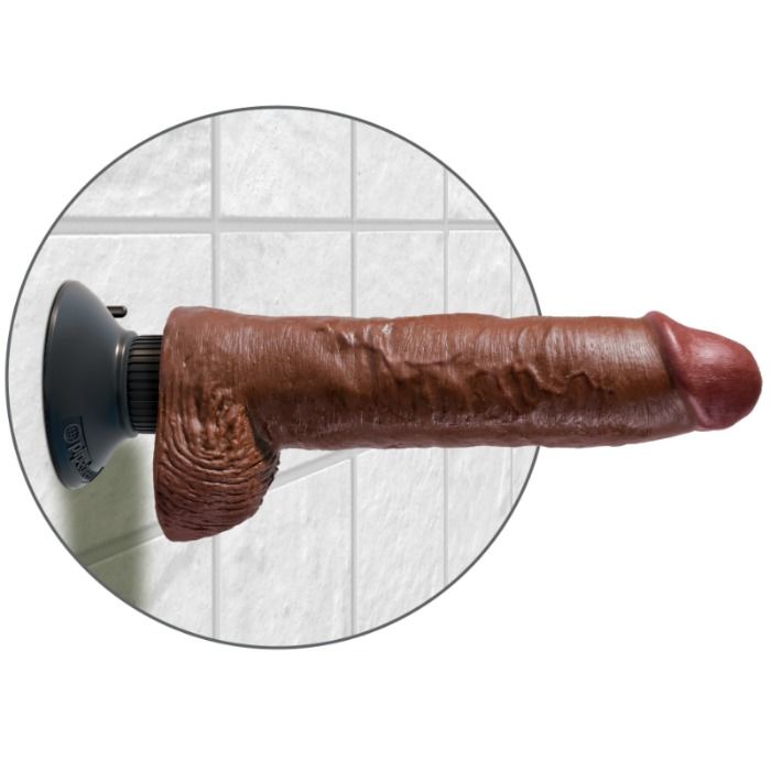 King Cock-25.5 Cm Vibrator Realist cu Testicule Maro-Waterproof 2 img 45092 236232976a897471ad52135736ed5584 1