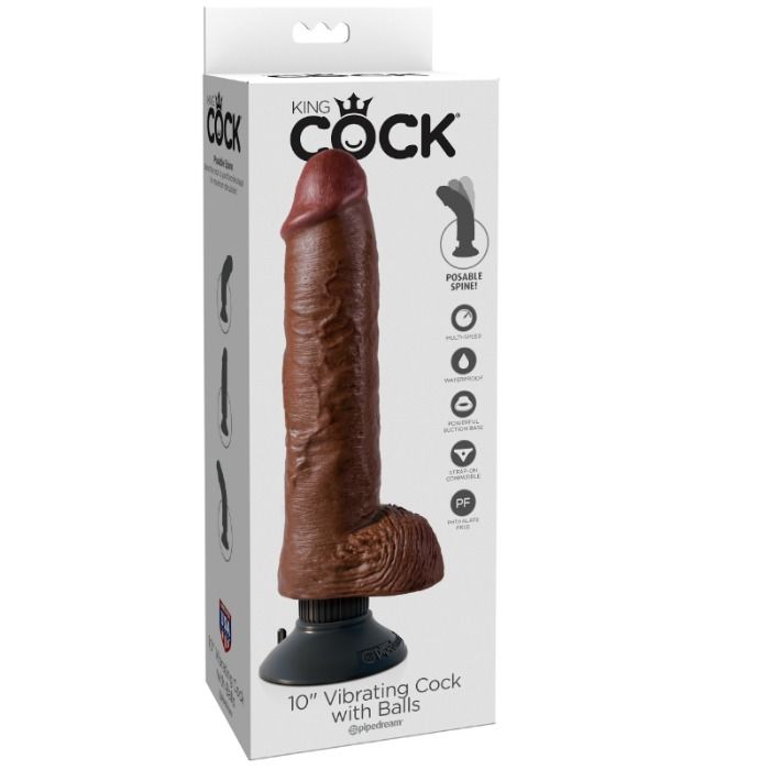 King Cock-25.5 Cm Vibrator Realist cu Testicule Maro-Waterproof 3 img 45094 8818d23d0b30765bc536e0d7c9dcf1d8 1