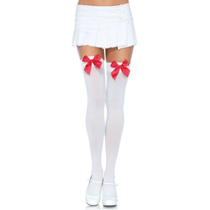 Leg Avenue Hosiery-Ciorapi Peste Genunchi din Nylon cu Fundiță 1 img 45562 0a1702f40203d50d0d9a0c45c9e24432 1