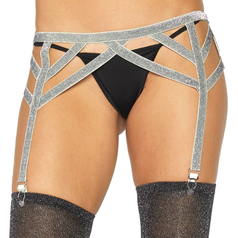 Leg Avenue Accessories-Jartieră Elastică Lurex Argintiu One Size 1 img 68260 c1ff5accba7f7c19764da306ceb2d900 1