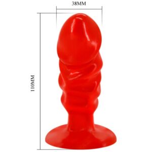 Baile Anal-Unisex Plug Anal cu Ventuză Roșie-PVC, Ventuza - imagine 3