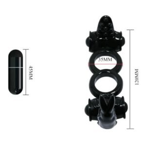 Baile For Him-Sweet Ring Inel Vibrant Dublu cu Doi Iepurași-TPR 10 Baile For Him-Sweet Ring Inel Vibrant Dublu cu Doi Iepurași-TPR - imagine 3
