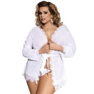 Subblime Queen Plus Size-Queen Plus Babydoll Alb cu Franjuri 6 Subblime Queen Plus Size-Queen Plus Babydoll Alb cu Franjuri - imagine 1