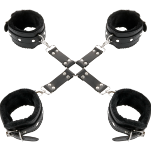 Darkness Bondage-Cătușe din Piele pentru Mâini și Picioare Negre - imagine 9