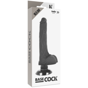 Basecock-Vibrator Realist 2-1 18.5cm, Natural/Negru-TPE, Ventuza - imagine 5