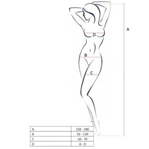 Passion Woman-BS054 Bodystocking Plasă Floral Negru One Size - imagine 3