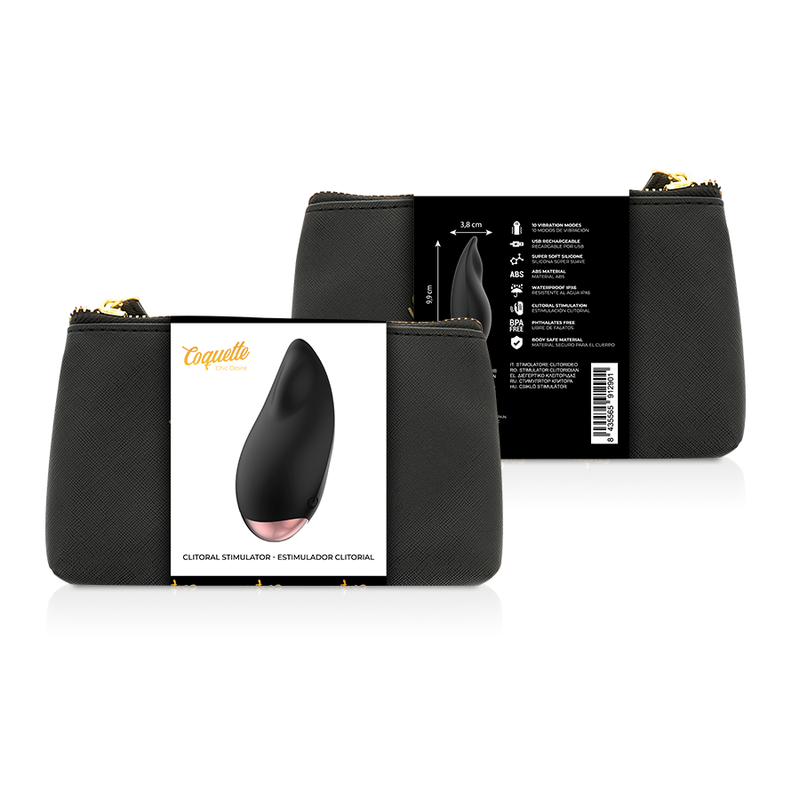 Coquette Toys-Stimulator Clitoral Negru/Auriu Drop-Silicon, 10 Trepte 7 Coquette Toys-Stimulator Clitoral Negru/Auriu Drop-Silicon, 10 Trepte — COQUETTE CHIC DESIRE · Vibratoare (imaginea 7)