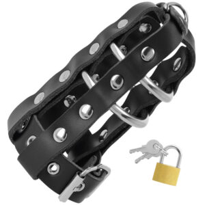 Darkness Bondage-Cușcă de Castitate din Piele Vegană cu Lacăt - imagine 5