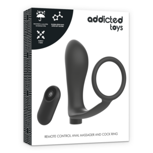 Addicted Toys - Inel Penis cu Dop Anal cu Telecomandă, Negru, Reîncărcabil - imagine 7