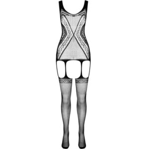 Passion-Eco Collection Bodystocking Eco BS007, Alb/Negru/Roșu - imagine 4