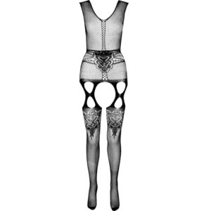 Passion-Eco Collection Bodystocking Eco BS014, Alb/Negru/Roșu - imagine 5