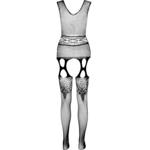 Passion-Eco Collection Bodystocking Eco BS014, Alb/Negru/Roșu - imagine 4