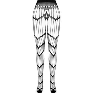 Passion-Eco Collection Bodystocking Eco S006 Black, Alb/Negru/Roșu - imagine 5
