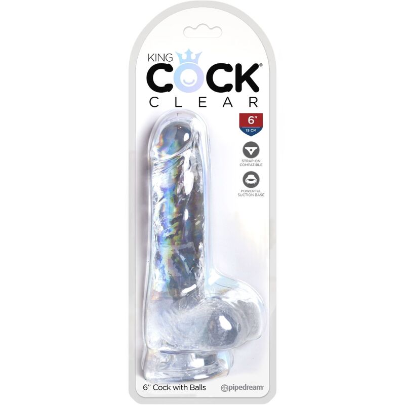King Cock-Clear Penis Realistic Transparent cu Testicule 13.5 cm — PIPEDREAMS · Dildo & Stimulatoare (imaginea 4)