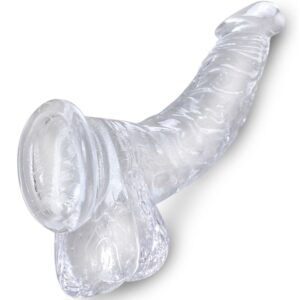 King Cock-Penis Curbat Realist Transparent cu Testicule 16.5 cm 8 King Cock-Penis Curbat Realist Transparent cu Testicule 16.5 cm - imagine 4