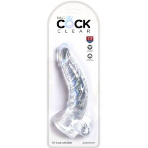 King Cock-Penis Curbat Realist Transparent cu Testicule 16.5 cm 7 King Cock-Penis Curbat Realist Transparent cu Testicule 16.5 cm - imagine 3