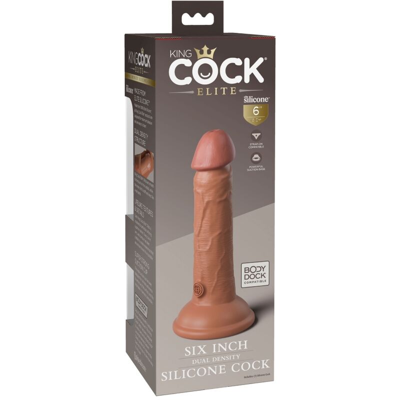 King Cock-Elite Dildo Realist din Silicon 15.2 cm Caramel-Ventuza 3 img 156096 96bbe35c0af029344e67551784d8d427 1