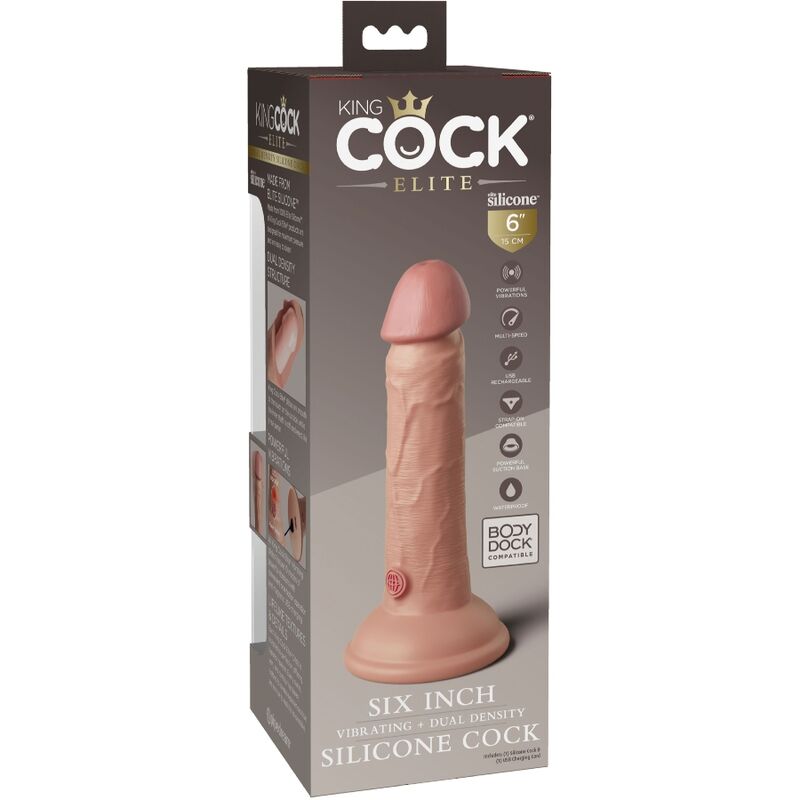King Cock-Elite Dildo Realist cu Vibrații din Silicon, 15.2 cm 7 img 156171 d909400bc4778f528f6bc42d3f44155e 1