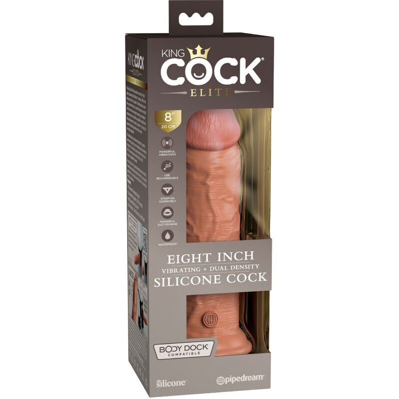 King Cock-Elite Dildo Realist cu Vibrații din Silicon 20.3 cm 6 img 156189 2827231f6c241b3a66a58ca2623e8616 1