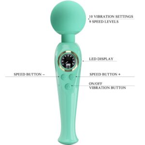 High Tech-Skyler Green Vibrator Tip Baghetă-Silicon, 10 Trepte 15 High Tech-Skyler Green Vibrator Tip Baghetă-Silicon, 10 Trepte - imagine 7