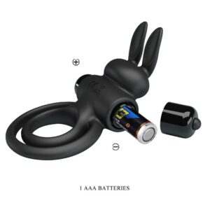 For Him-Vibrator Iii Rabbit Ring pentru Penis Negru-Silicon, 10 12 For Him-Vibrator Iii Rabbit Ring pentru Penis Negru-Silicon, 10 - imagine 3