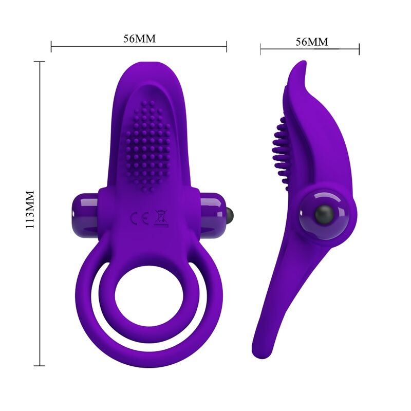 For Him-Inel Vibrator pentru Penis Mov-Silicon, 10 Trepte — PRETTY LOVE · Inele & Mansoane Penis (imaginea 6)
