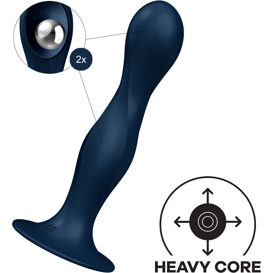 Satisfyer-Double Ball·r Dildo din Silicon Garnet, Albastru/Granate · Dildo & Stimulatoare (imaginea 3)