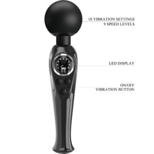 High Tech-Skyler Wand Vibrator Negru-Silicon, 10 Trepte - imagine 7