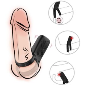 Armony For Him-Inel Vibrator Dublu Negru-Silicon, 10 Trepte - imagine 3
