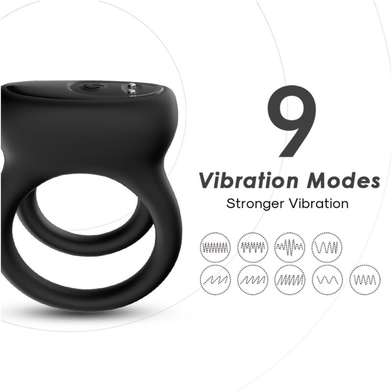 Armony For Him-Vibrator Inel Dublu Negru-Silicon, 10 Trepte 4 img 163438 9d914338805173f40a552df667e659aa 1
