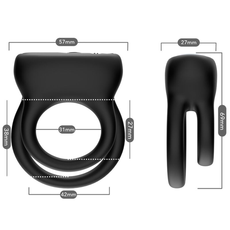 Armony For Him-Vibrator Inel Dublu Negru-Silicon, 10 Trepte 3 img 163439 339f7ba435a720d1f58d9c23f771eccc 1