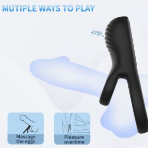 Armony For Him-Dublu Inel Vibrator Negru-Silicon, 10 Trepte - imagine 4