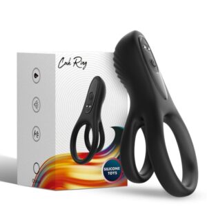 Armony For Him-Dublu Inel Vibrator Negru-Silicon, 10 Trepte - imagine 5