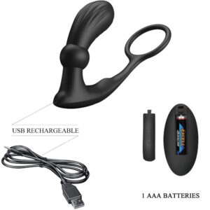 For Him-Warren Negru Inel pentru Penis și Plug Anal Vibrator 12 For Him-Warren Negru Inel pentru Penis și Plug Anal Vibrator - imagine 5