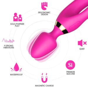 Armony Massagers-Masajer si Vibrator Rabbit Fucsia-Silicon, 10 - imagine 3