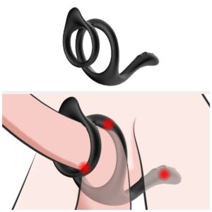 Armony For Him-Inel Anal Dublu Tail, Negru-Silicon 6 Armony For Him-Inel Anal Dublu Tail, Negru-Silicon - imagine 3