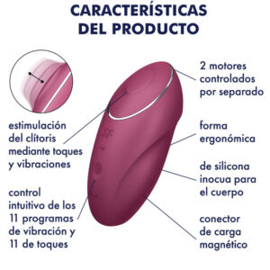 Satisfyer-Tap & Climax 1 Vibrator Lay-on, Gri/Roșu-Silicon, 10 · Vibratoare (imaginea 2)