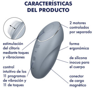 Satisfyer-Tap & Climax 1 Vibrator Lay-on, Gri/Roșu-Silicon, 10 10 Satisfyer-Tap & Climax 1 Vibrator Lay-on, Gri/Roșu-Silicon, 10 - imagine 5