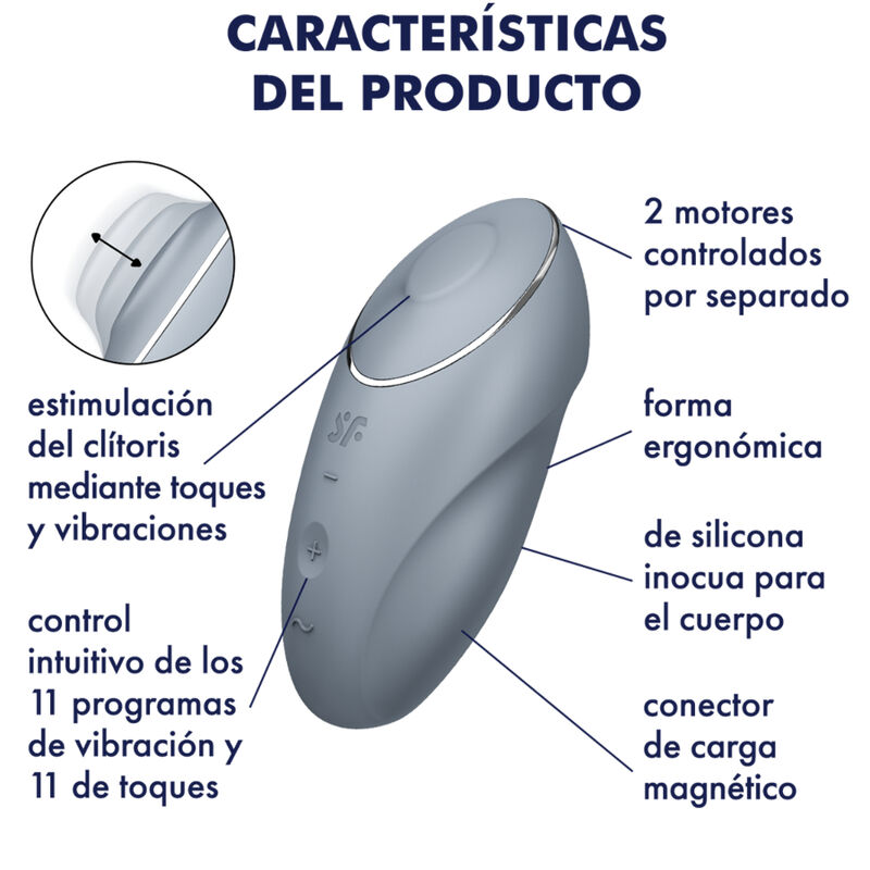 Satisfyer-Tap & Climax 1 Vibrator Lay-on, Gri/Roșu-Silicon, 10 4 img 164492 5f86bb0f2fdaa26a3dd17dcfe9742cfd 1