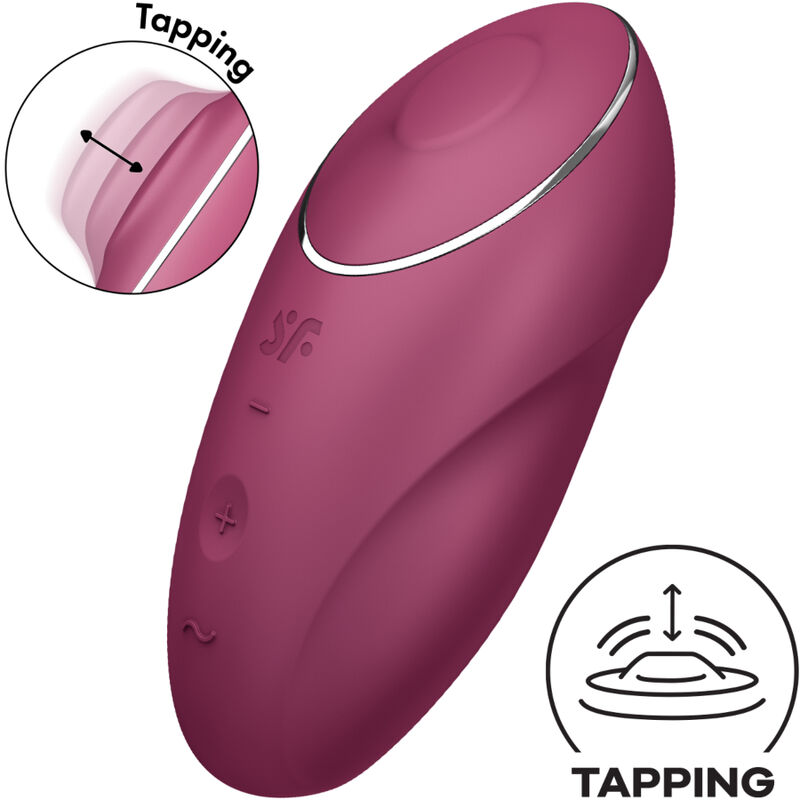 SATISFYER - TAP & CLIMAX 1 VIBRADOR LAY-ON ROJO Satisfyer-Tap & Climax 1 Vibrator Lay-on, Gri/Roșu-Silicon, 10 · Vibratoare