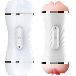 Armony-Dublu Vagin și Anus Vibrator Masturbator Alb-TPE, 12 Trepte - imagine 2