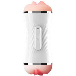 Armony-Dublu Vagin și Anus Vibrator Masturbator Alb-TPE, 12 Trepte - imagine 1