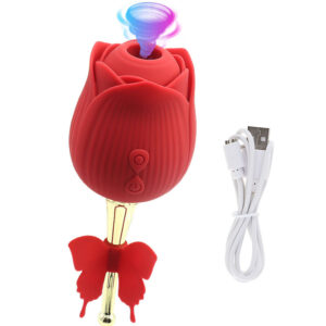 Armony-Butterfly Flower Suction Red-Silicon, 10 Trepte - imagine 3