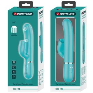 High Tech-Vibrator Rabbit cu Lingire Aqua Green-Silicon, 7 Trepte - imagine 4