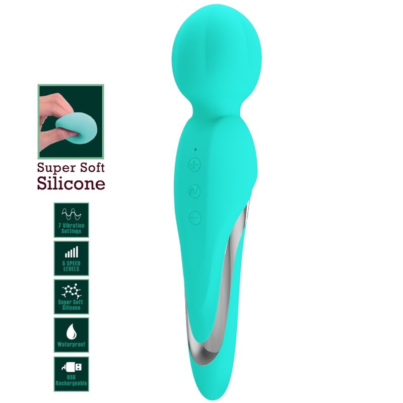 High Tech-Walter Baghetă Vibrantă Verde Aqua-Silicon, 7 Trepte — PRETTY LOVE · Vibratoare (imaginea 5)