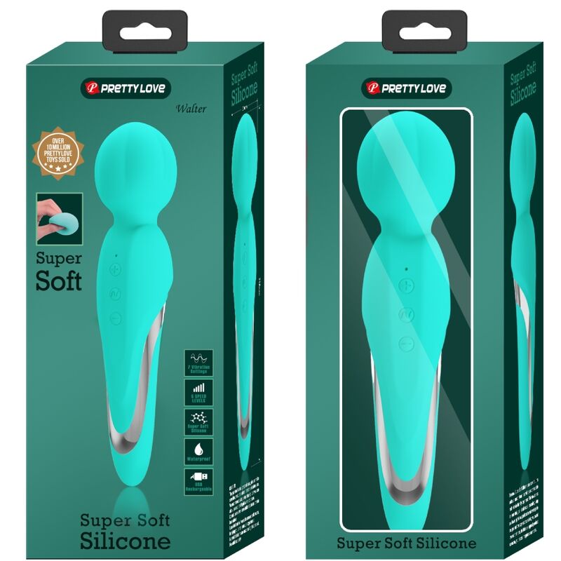 High Tech-Walter Baghetă Vibrantă Verde Aqua-Silicon, 7 Trepte — PRETTY LOVE · Vibratoare (imaginea 4)