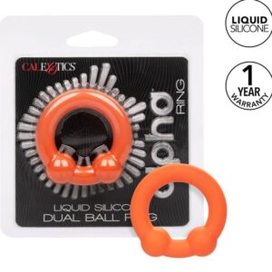 Calexotics-Alpha Dual Ball Ring Portocaliu-Silicon, Waterproof - imagine 8