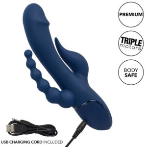 Calexotics-Vibrator Triplu Orgasm Albastru-Silicon, 10 Trepte - imagine 8