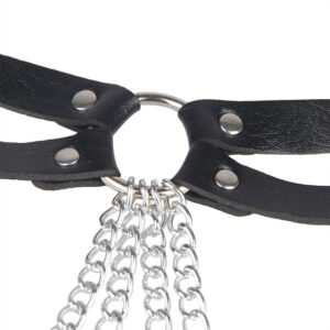 Subblime - Curea Lanț cu Inele cu Piele, Negru, One Size 21 Subblime - Curea Lanț cu Inele cu Piele, Negru, One Size - imagine 10