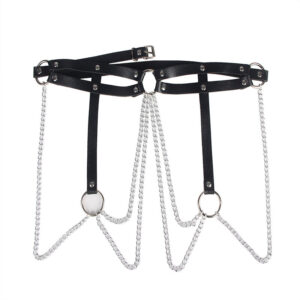 Subblime - Curea Lanț cu Inele cu Piele, Negru, One Size 18 Subblime - Curea Lanț cu Inele cu Piele, Negru, One Size - imagine 7
